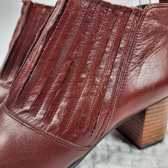 Ecco Shape 45 Pointy Block Ankle Boots Booties Womens 10 Brown Danish Leather - Picture 3 of 9